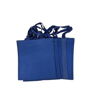 Lot of 5 Blue Lightweight Tote Shopping Bags Blank Embroidery Screen Print 15x16